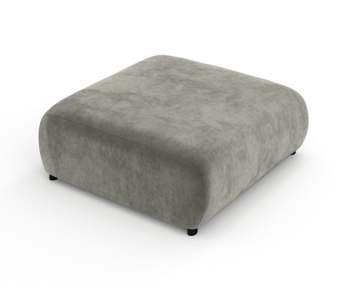 POUF L Zanzibar Grau Samtstoff - Schwarz/Grau, Holz/Holzwerkstoff (110/37/110cm) - Maison de Reve