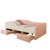 POLSTERBETT 90/190 cm rosa/cremeweiß aus Samt mit 2 Schubladen - Rosa, Textil (90/190cm) - OKMYHOME