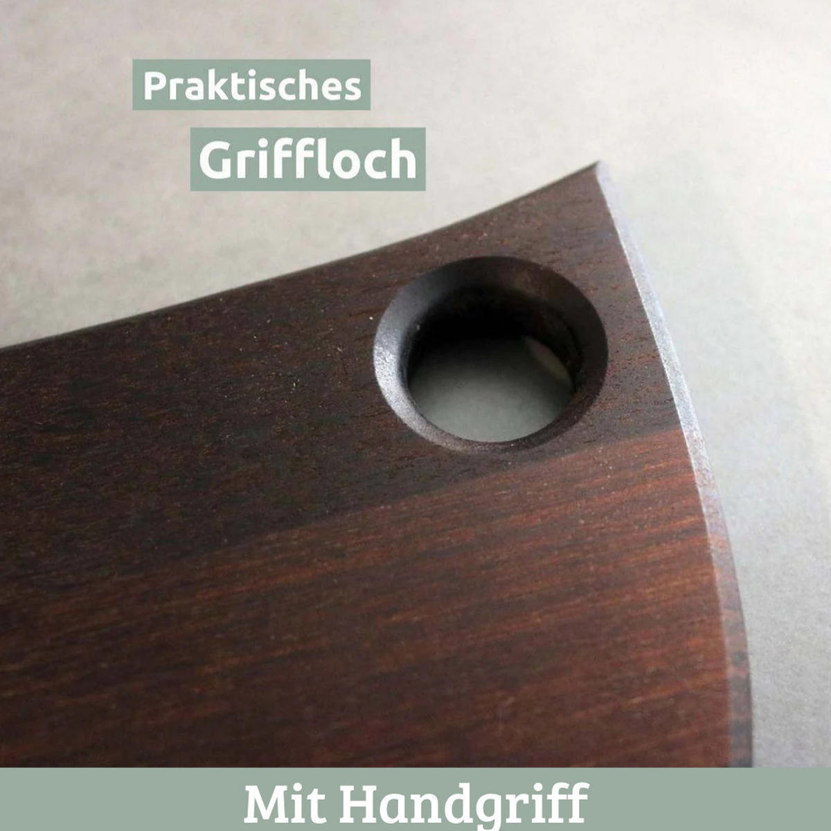 SCHNEIDEBRETT Holz groß OLLI mit Griff 39x18 cm Birkenholz - Braun, Holz (39/18cm) - DELUKE