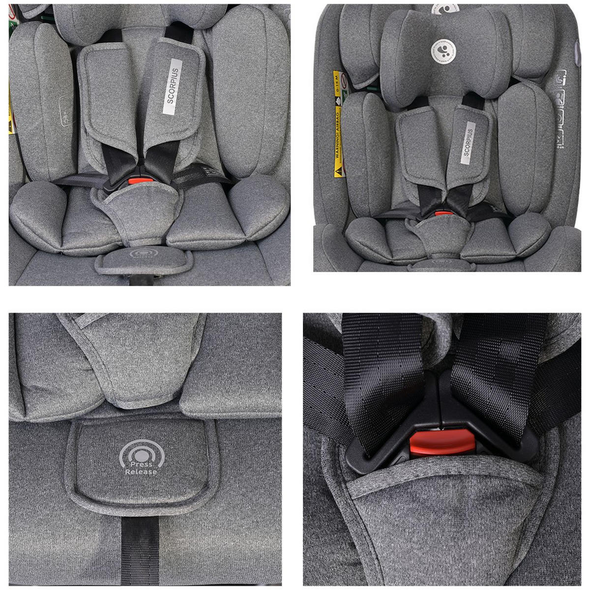 KINDERSITZ Scorpius i-Size schwarz (40-150cm) verstellbar 5-Punkt-Gurt bis 36 kg - Schwarz, Kunststoff (45/52/50cm) - Lorelli