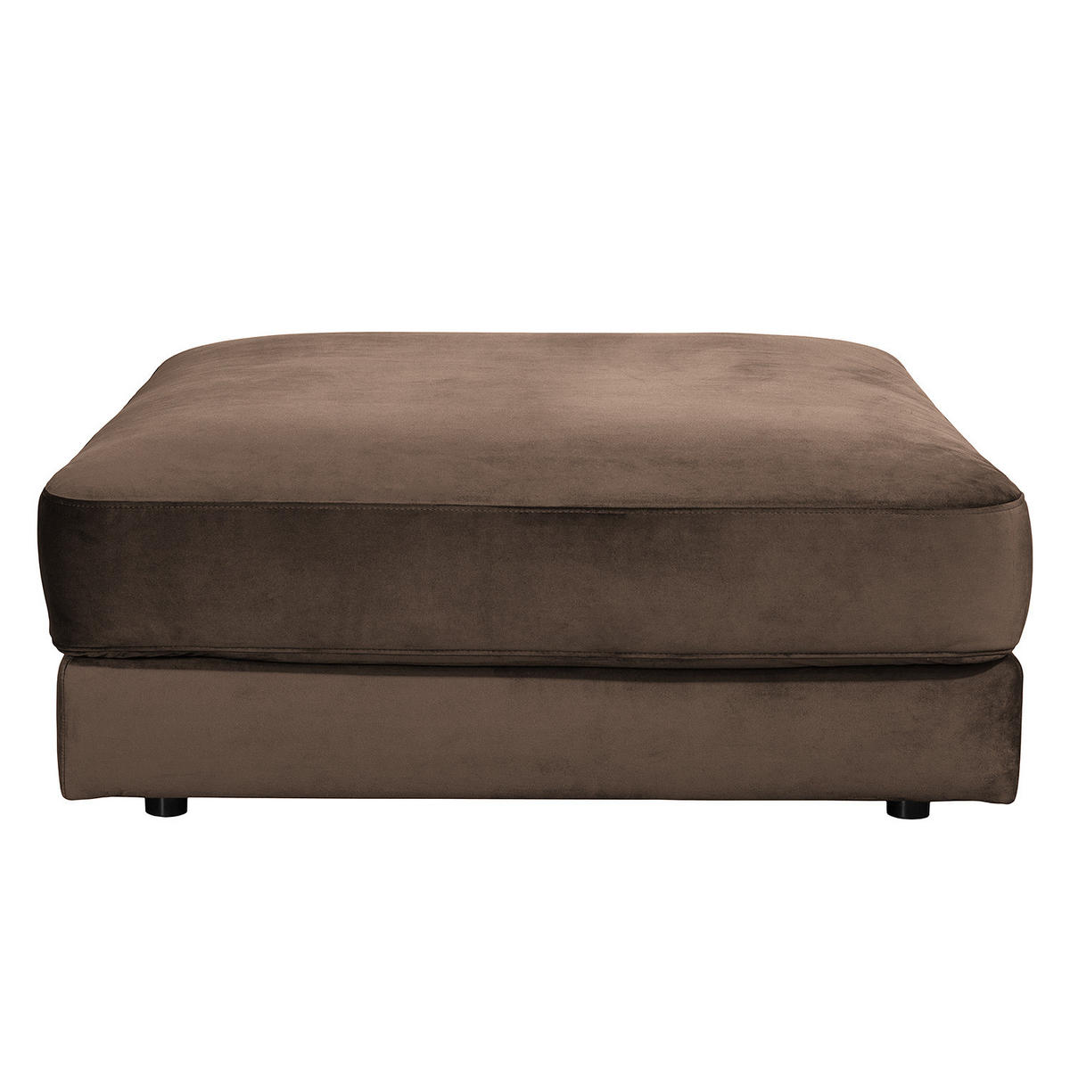 POLSTERHOCKER - Samt - Schwarz/Braun, Textil/Metall (112/42/112cm) - home24