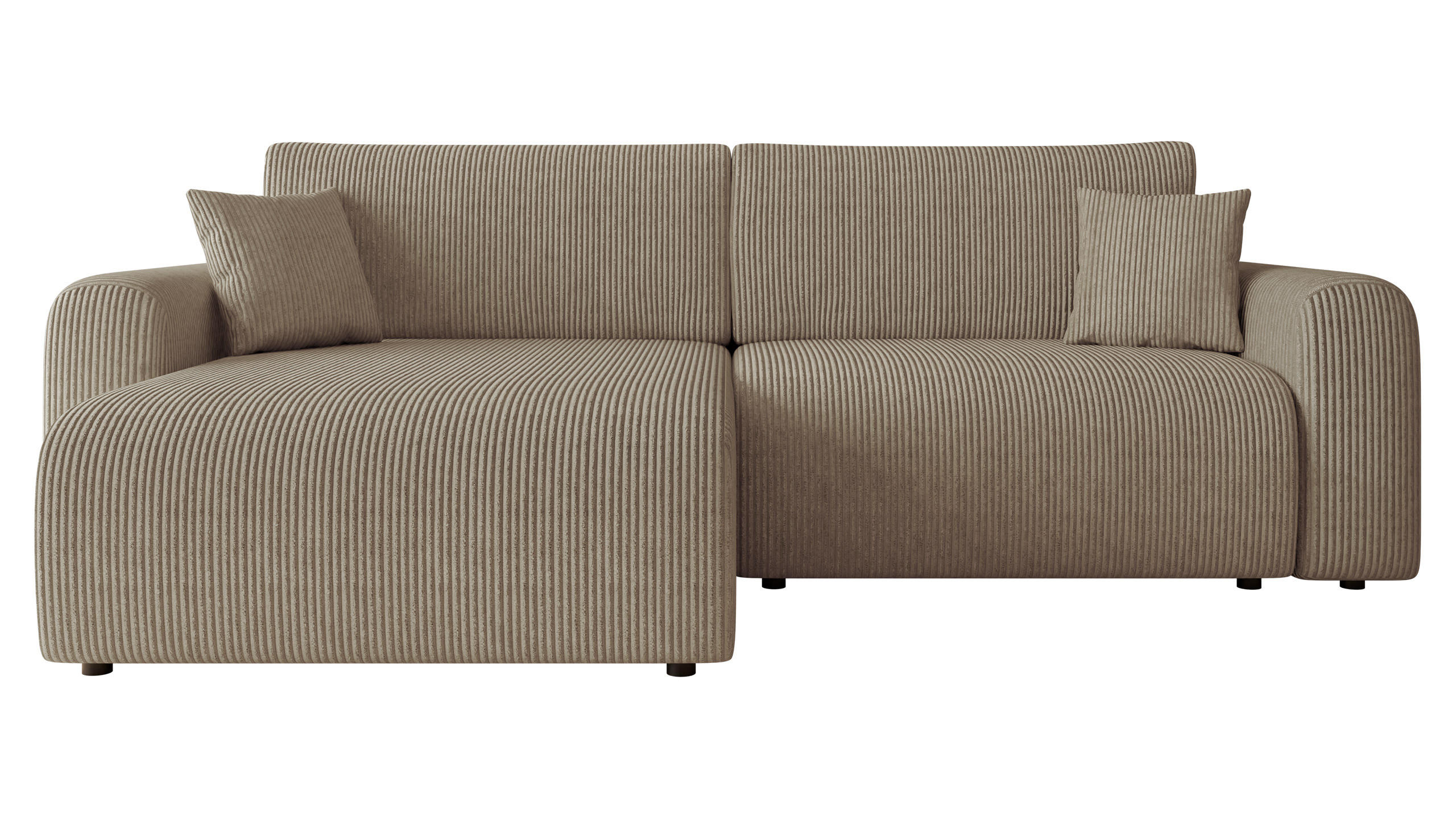 ECKSOFA Floryn L Cord - Beige/Schwarz, Holz/Kunststoff (245/145cm) - MIRJAN24