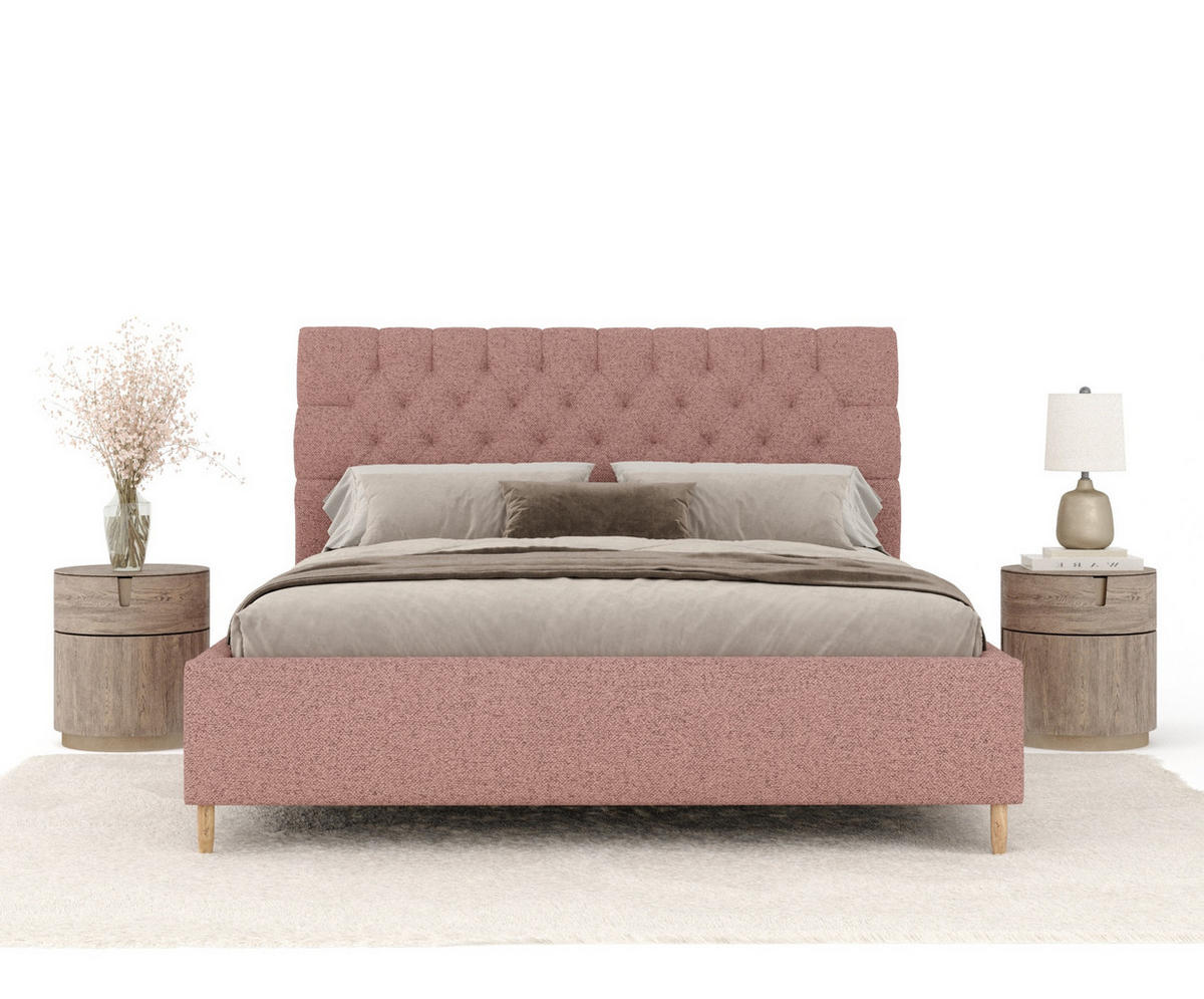 POLSTERBETT Vezzola Rosa 140/200 cm im Webstoff - Pink/Naturfarben, Holz/Holzwerkstoff (140/200cm) - Maison de Reve