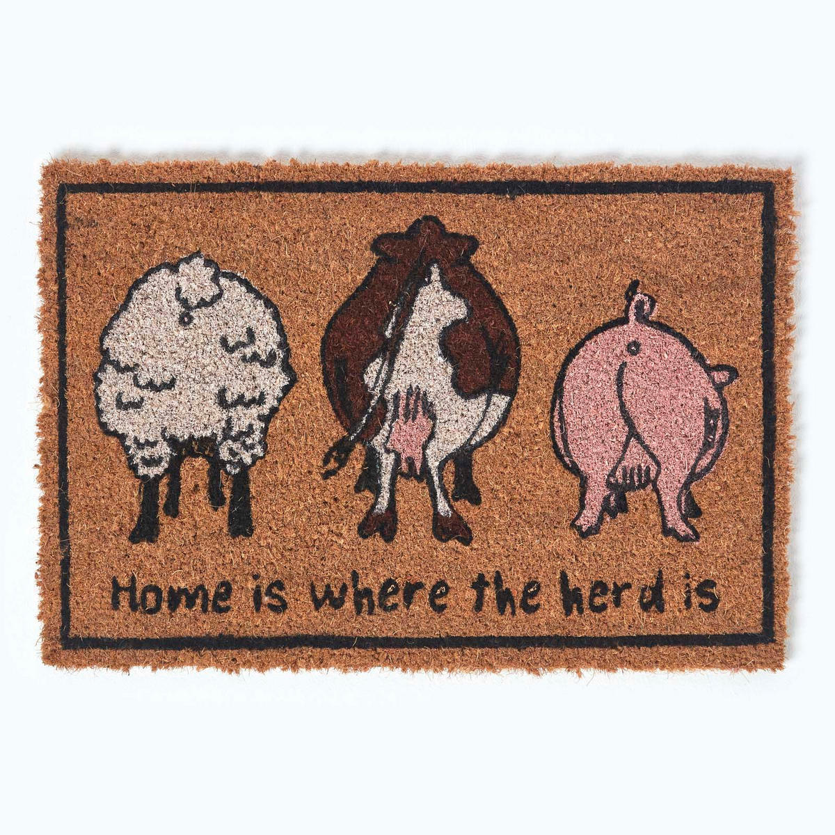 FUSSMATTE Home is where the herd is, Kokos 40/60 cm - Multicolor, Naturmaterialien (40/61cm) - Homescapes