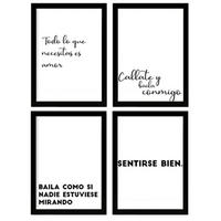 POSTER Set mit 4 Tanzen TypografieStil A3 Schwarzer Rahmen - Schwarz, Papier (29.7/3cm) - Nacnic