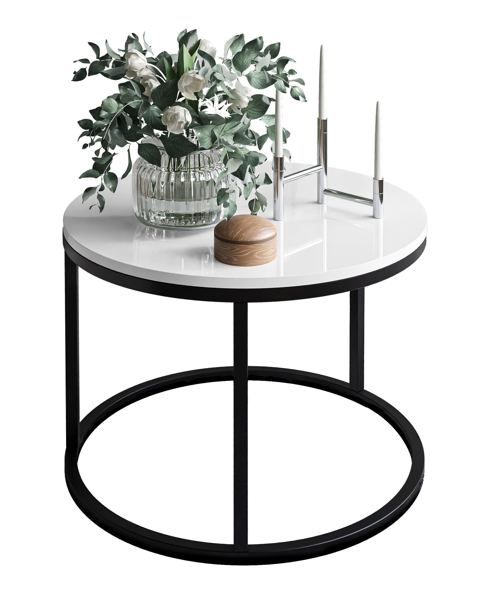 Lookway Couchtisch Schwarz, Weiß 60x42x60 cm