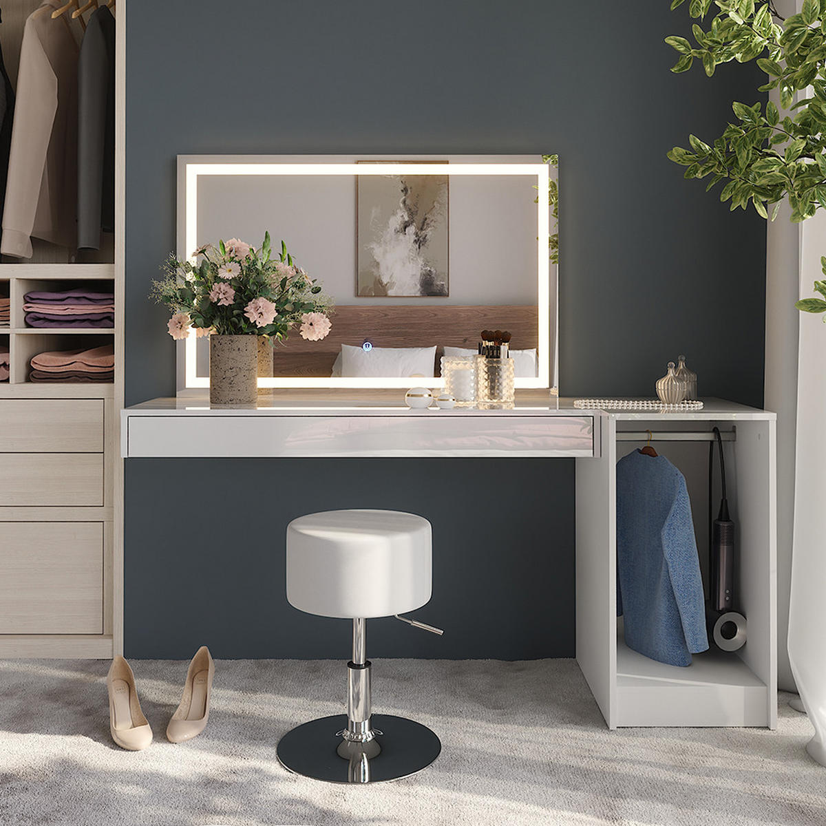 TOALETNÍ STOLEK Sherry Bílá - bílá, kompozitní dřevo (120/12/40.1cm) - Vicco