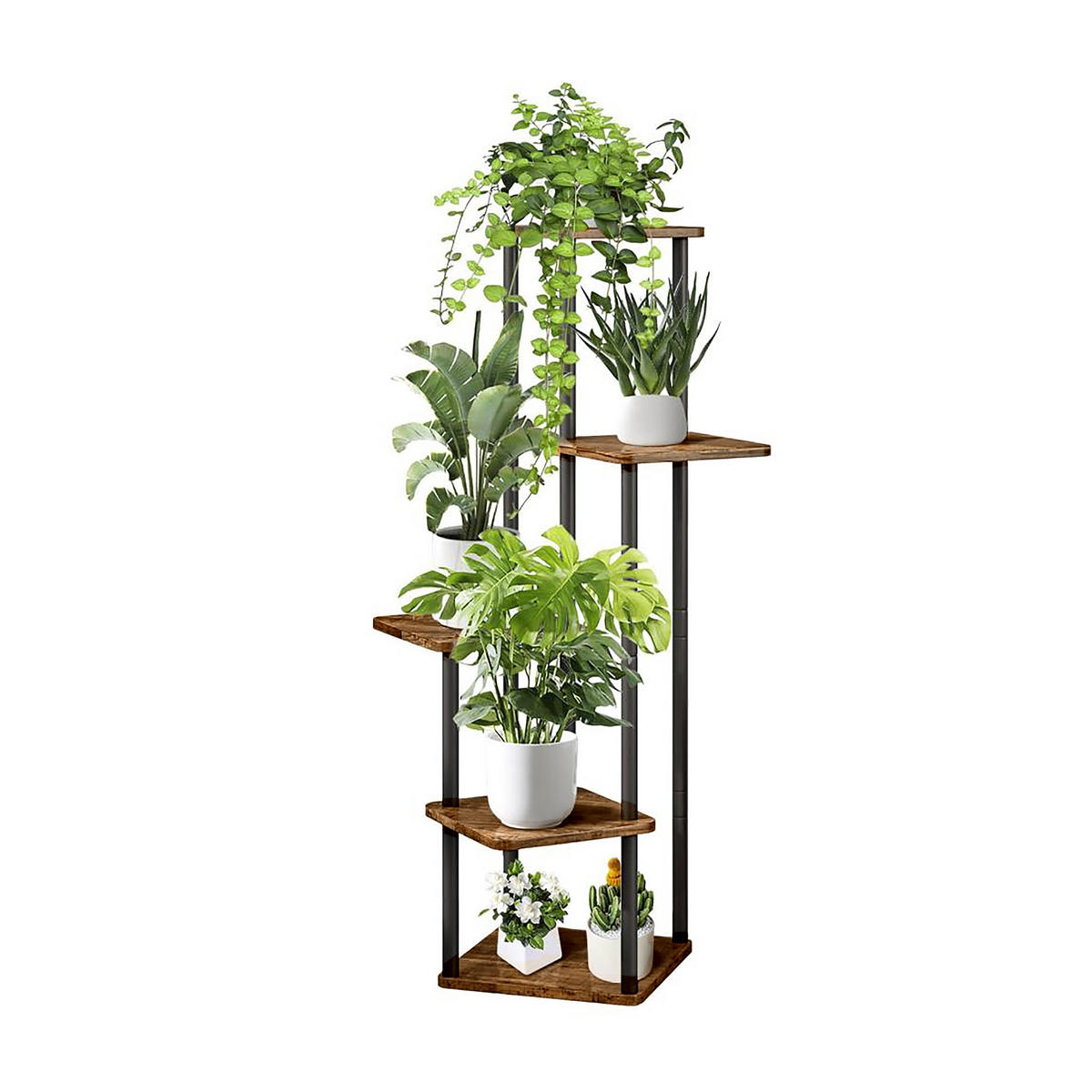 PFLANZENREGAL - Multicolor, Holzwerkstoff/Metall (58/107/58cm) - Relaxdays