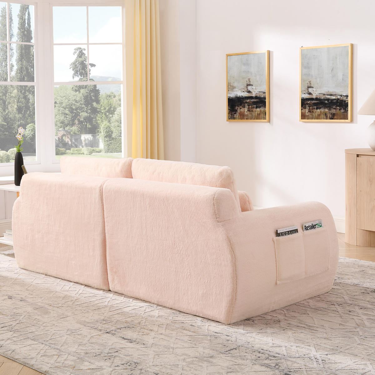SOFA 2-Sitzer mit USB-Anschluss und Seitentasche Pink - Pink, Kunststoff (208/81/101cm) - Meubliv