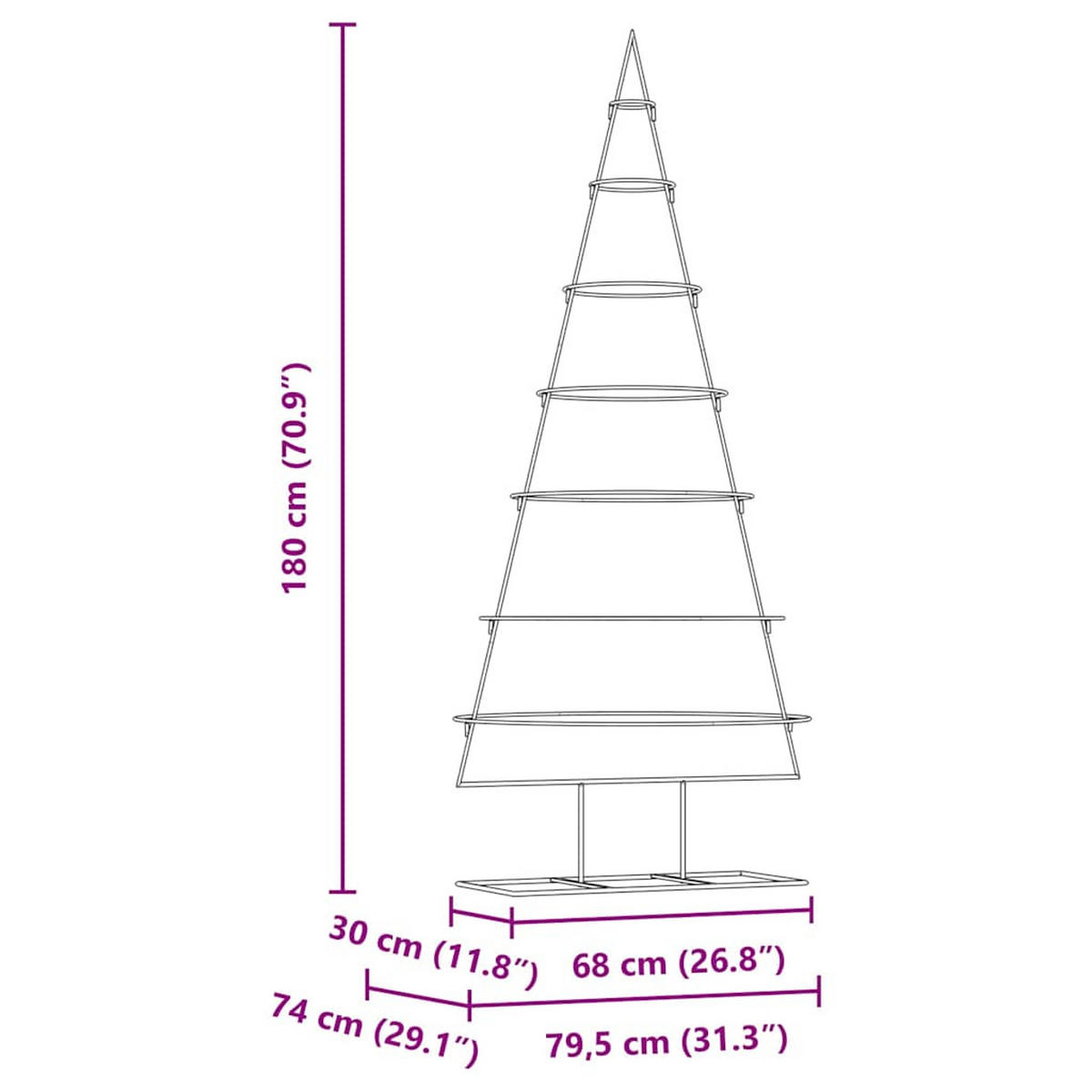 WEIHNACHTSBAUM Metall Gold 180 Cm Pulverbeschichteter Stahl - Goldfarben, Metall (180cm) - vidaXL
