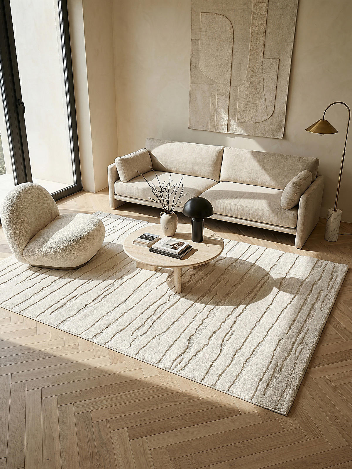 TEPPICHLÄUFER Abstrakt CETINA Polypropylen Creme 80 x 150 cm - Beige, Textil (80/150cm) - KADIMA DESIGN