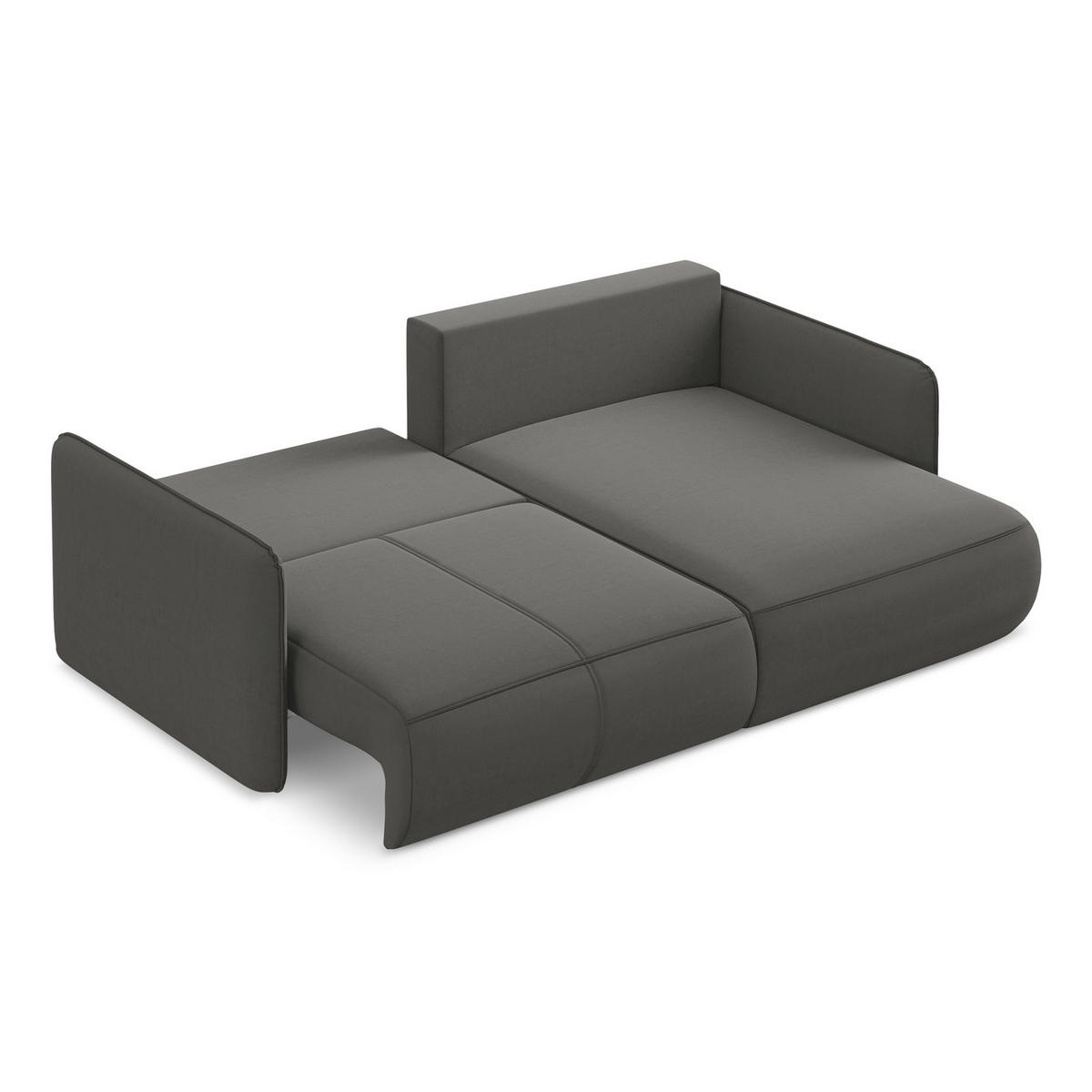 ECKSOFA mit Schlaffunktion Samt Stoff Grau - Dunkelgrau/Schwarz, Kunststoff/Textil (207/148cm) - LaMiaSofa