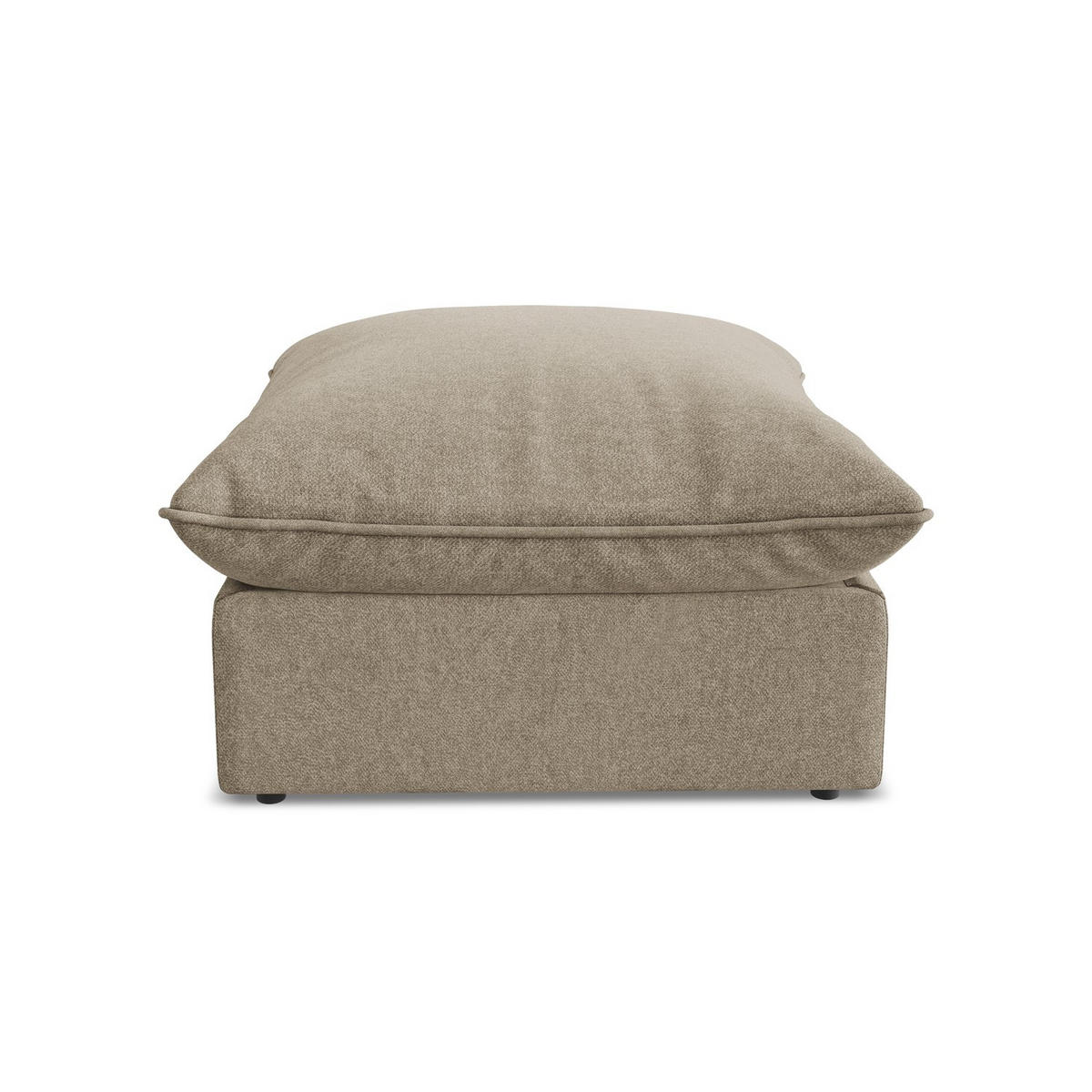 POUF Samt Stoff Beige - Beige/Schwarz, Holzwerkstoff/Kunststoff (75/45/75cm) - LaMiaSofa