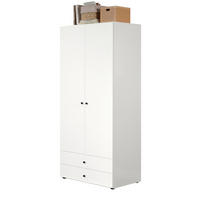 KLEIDERSCHRANK weiß 81 x 176 cm, Drehtürenschrank 2-türig mit Schubalden - Schwarz/Weiß, Holzwerkstoff/Kunststoff (81/176/51cm) - Top.Furn