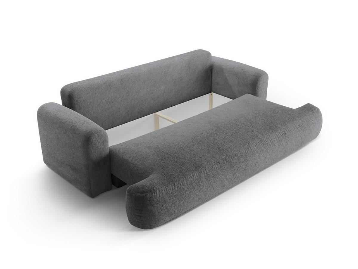 SOFA ausklappbar mit Bettkasten Ella aus strukturiertem Stoff grau 3 Sitzplätze - Grau, Textil (108/94/271cm) - Micadoni