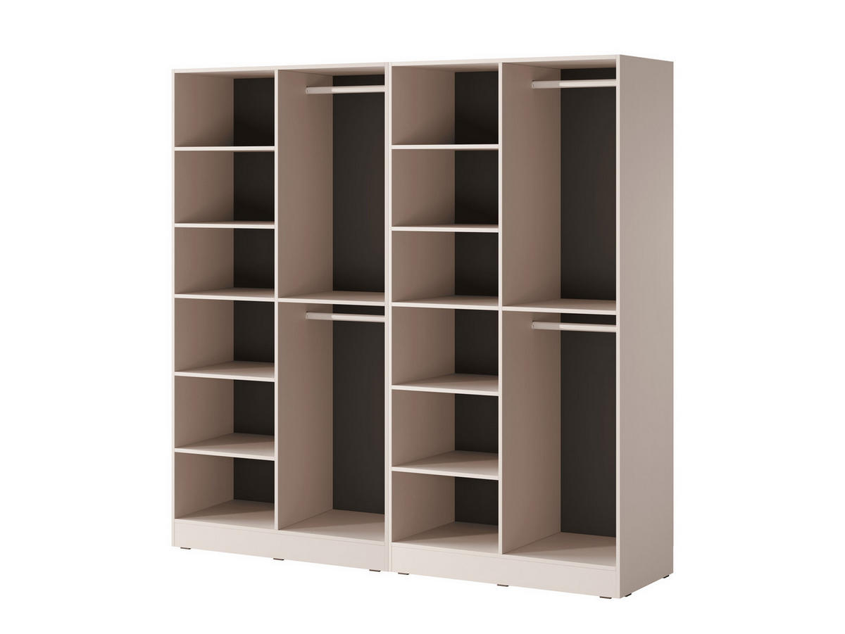 KLEIDERSCHRANK ZEN (Modular, Beige Matt, Rillenfront, 4-türig) - Beige/Schwarz, Holz/Holzwerkstoff (202/200/51cm) - Ravio
