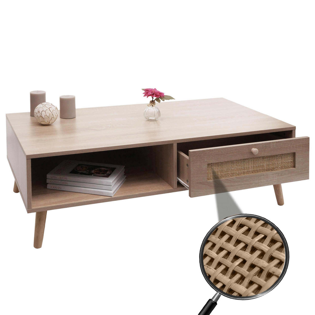 COUCHTISCH rechteckig Eiche Dekor - Eichefarben, Holz (59/110/37cm) - MCW