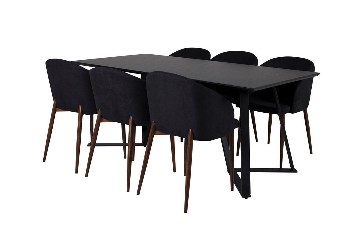 TISCHGRUPPE Schwarz - Schwarz, Holzwerkstoff (90/75/180cm) - ebuy24