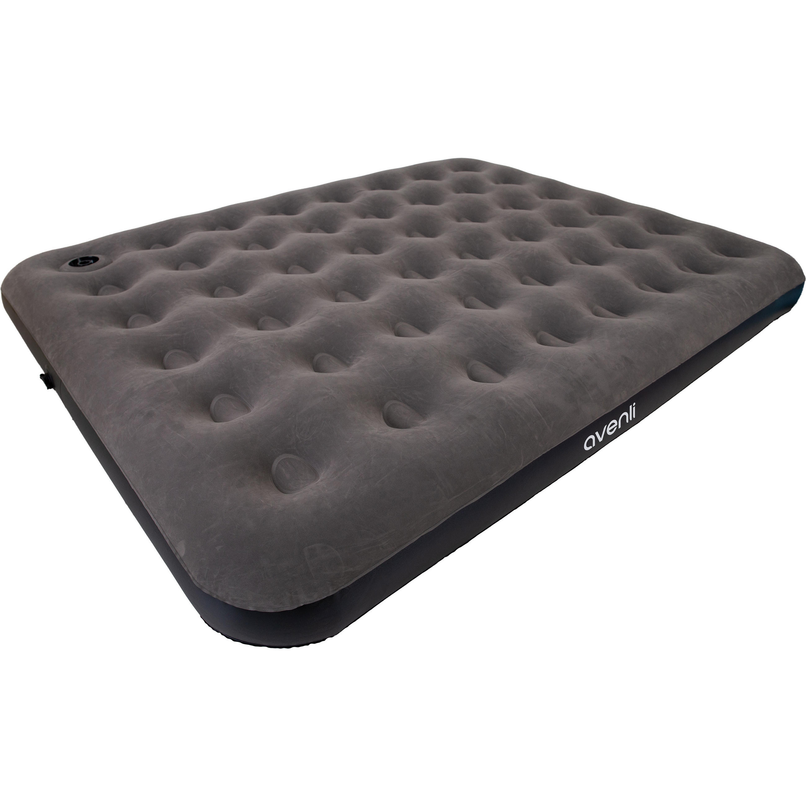 LUFTBETT Luftmatratze Camping CloudCoil grau mit Fußpumpe 203x152x22cm - Grau, Kunststoff (152/203cm) - Avenli