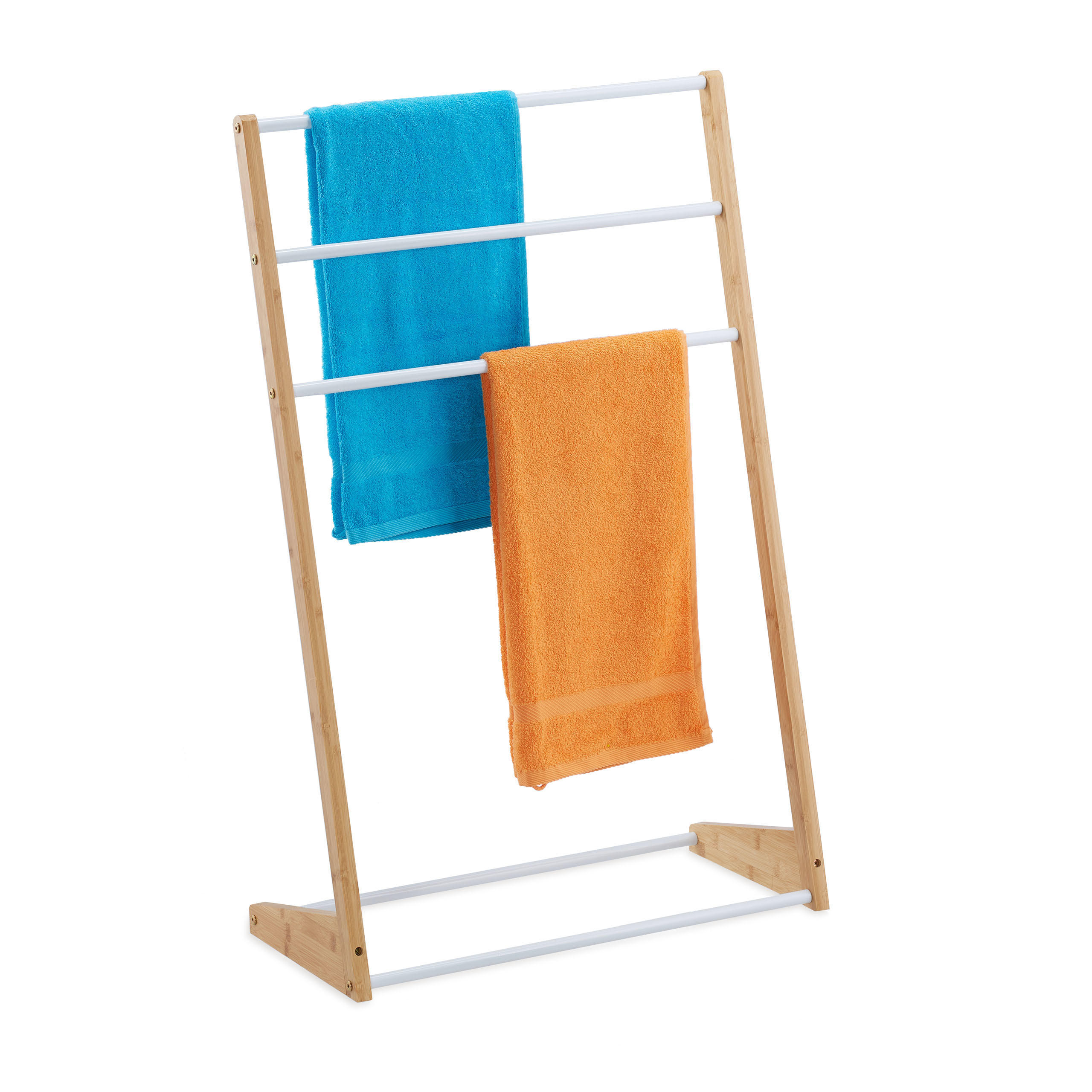 HANDDUKSSTEGE Vit natur bambu 3 st&auml;nger Multicolor 98/62/30 cm