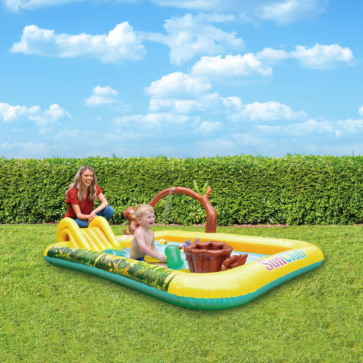 WASSERSPIELCENTER Tiere 214 x 167 x 85 cm mit Rutsche Sprinkler und Spielzubehör - Multicolor, Kunststoff (214/167/85cm) - Avenli