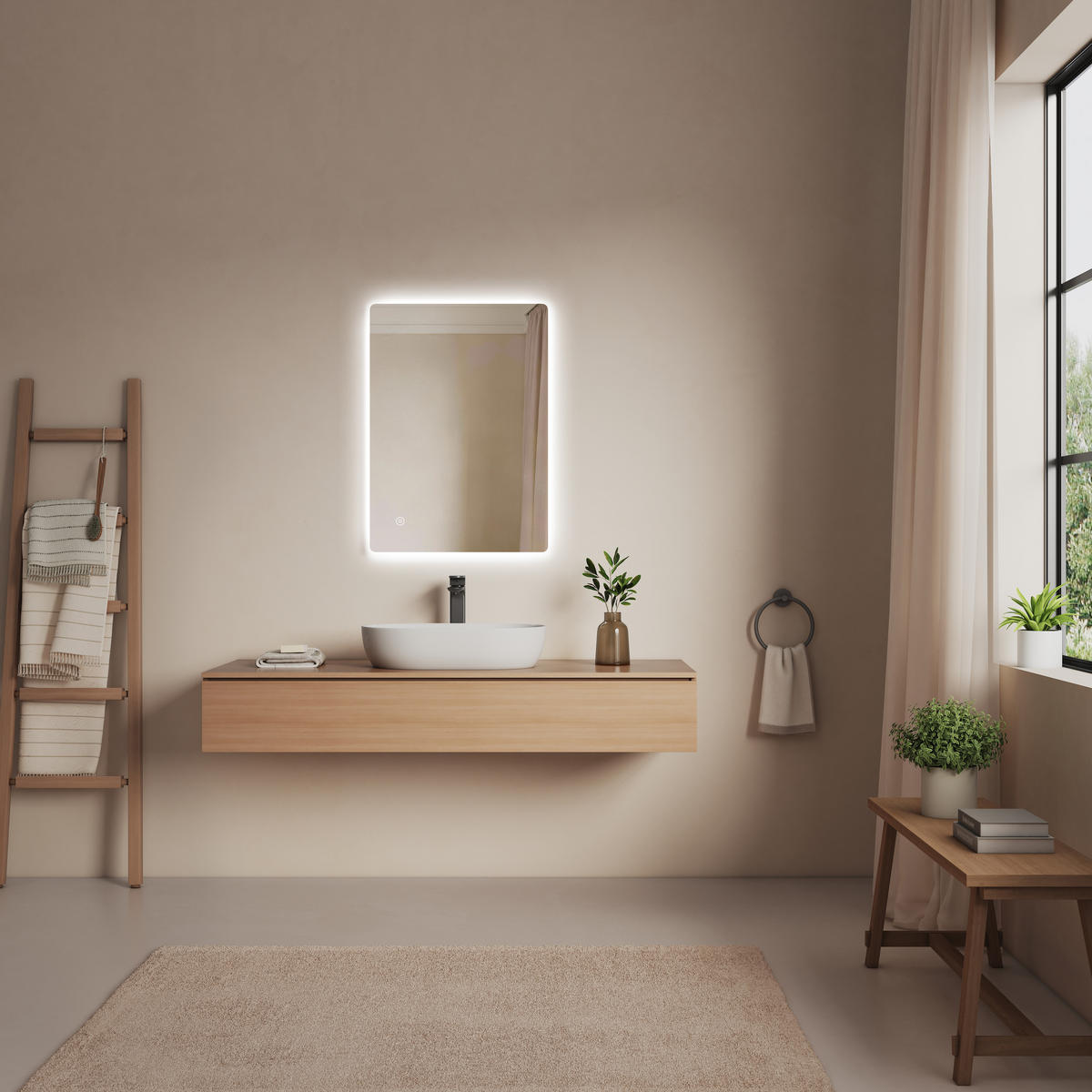 OGLINDA de baie cu LED-uri 70/50 cm - transparent, sticlă (70/50/3cm) - EMKE