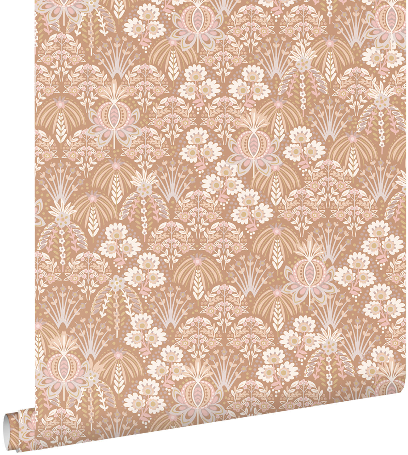 TAPETE Blumenmuster im Jugendstil 50 x 900 cm - Terracotta, Papier (50/900cm) - ESTAhome