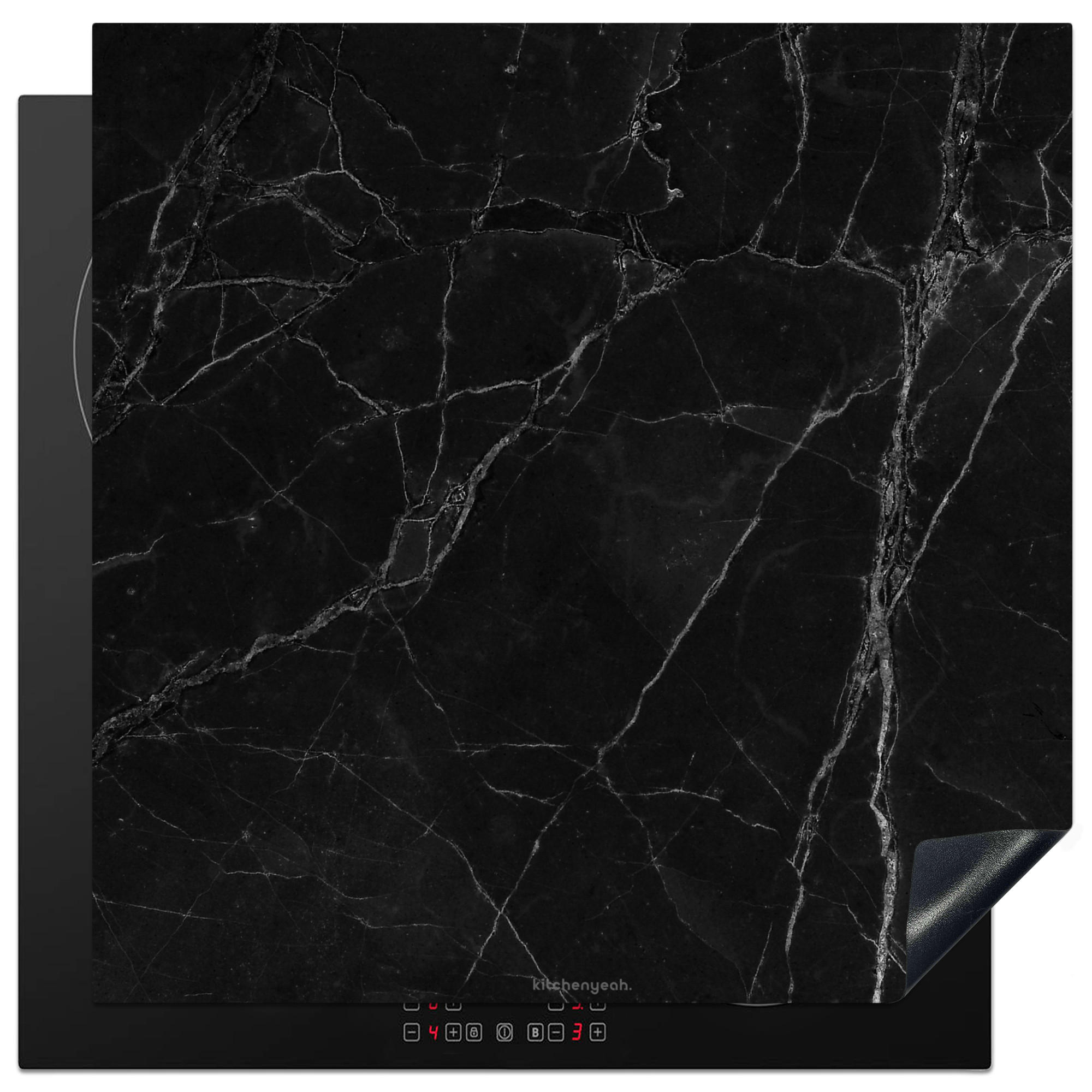 HERDABDECKPLATTE Schwarz - Marmor 78x78 cm - Schwarz, Kunststoff (78/0.2/78cm) - MuchoWow