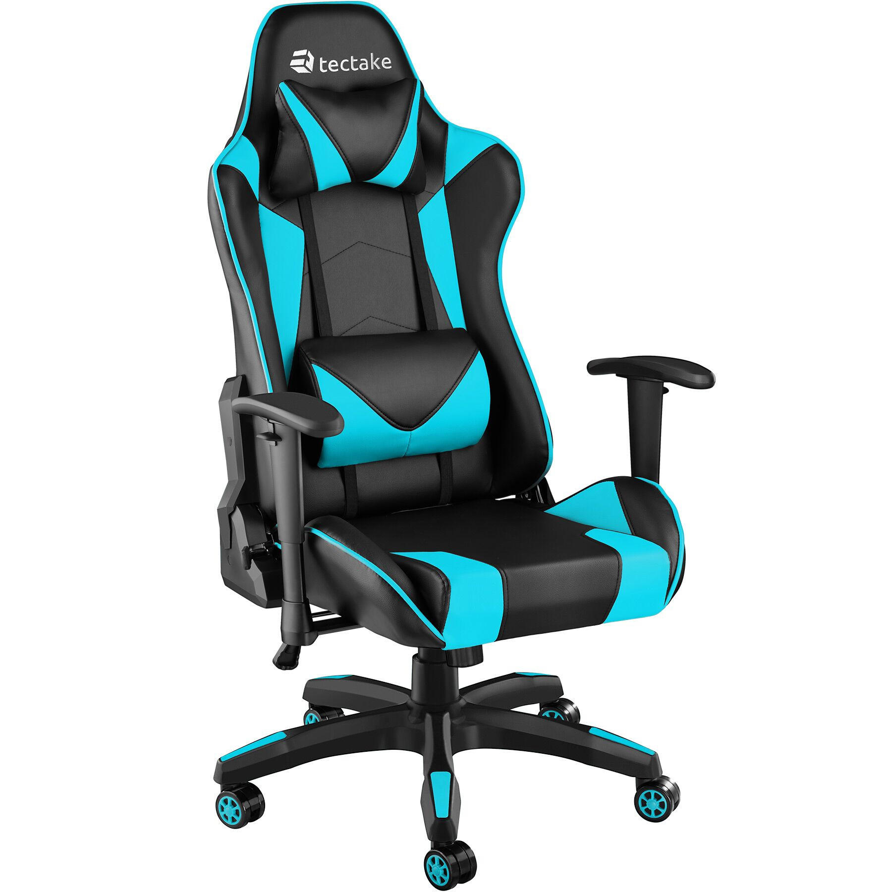 RACING-GAMINGSTUHL Twink,Belastbarkeit 120 kg,schwarz/azur - Schwarz/Hellblau, Textil (68/125/69cm) - tectake