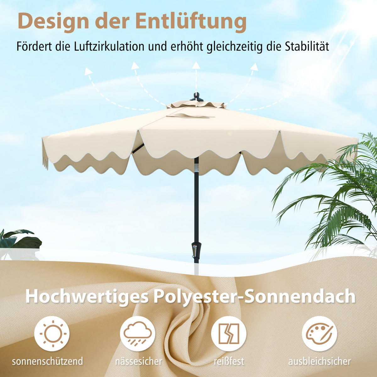 TERRASSENSCHIRM Beige - Beige, Kunststoff (280/280cm) - COSTWAY