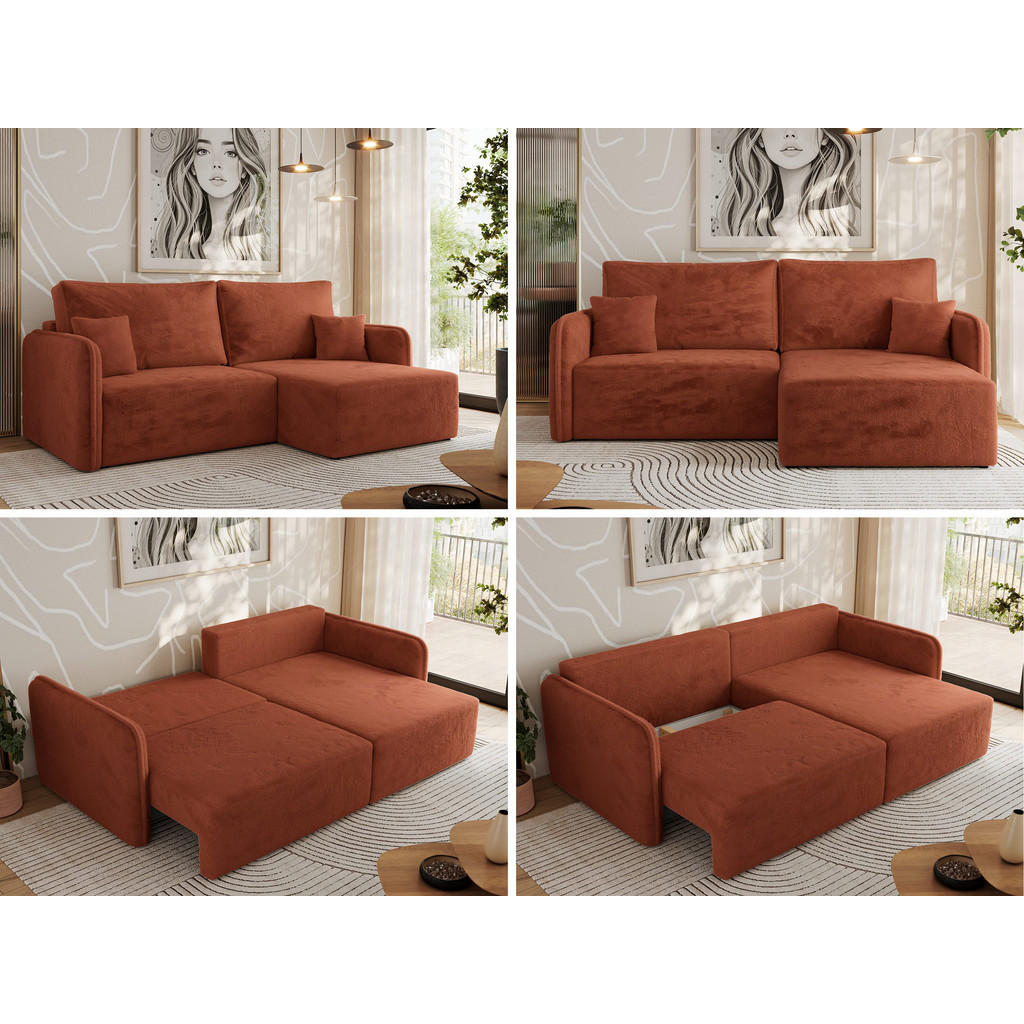 Thumbnail - MKS Eckschlafsofa, Orange, Textil, 3-Sitzer, L-Form,L-Form, 227x147 cm, Oeko-Tex®, Wohnzimmer, Sofas & Couches, Wohnland...