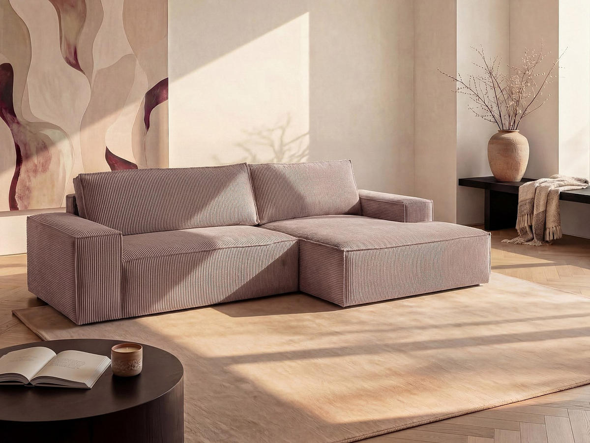 SCHLAFSOFA - 4 Personen-Sitzer - Samt, Stoff - Malve - - Lila, Textil (267/85/167cm) - Vente-Unique