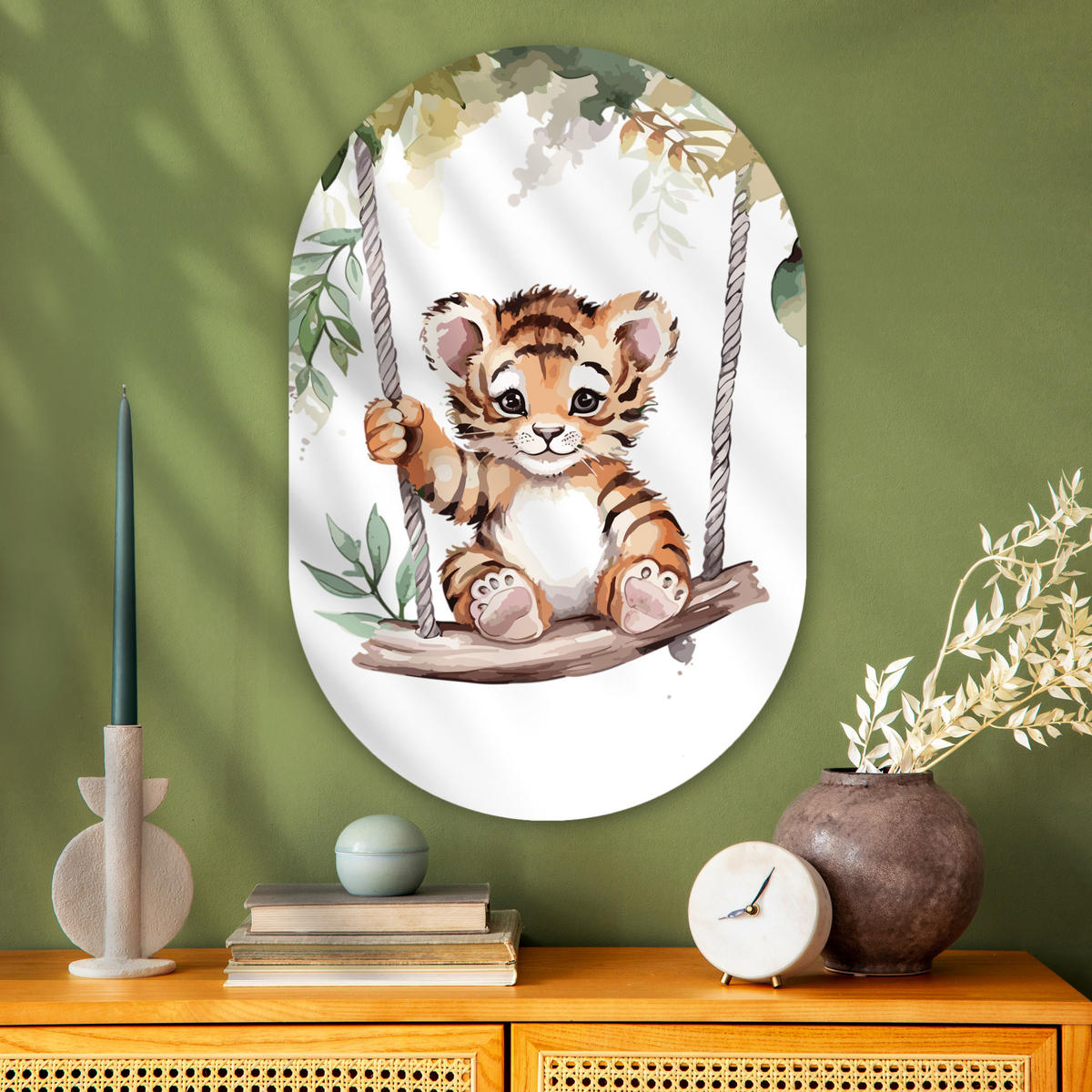 WANDBILD Tiger - Tier - Kinder - Dschungel 60x90 cm - Dunkelorange, Kunststoff (60/90cm) - MuchoWow