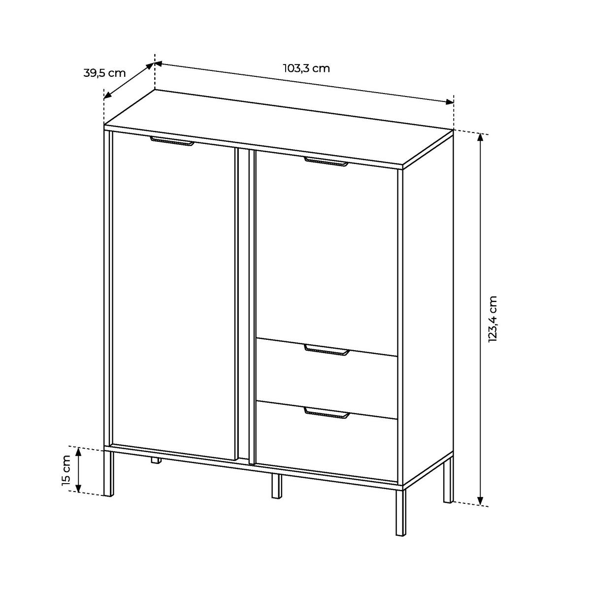 HIGHBOARD LAVIK KOM1 Anthrazit - Anthrazit, Glas/Holzwerkstoff (104/124/40cm) - Komodee
