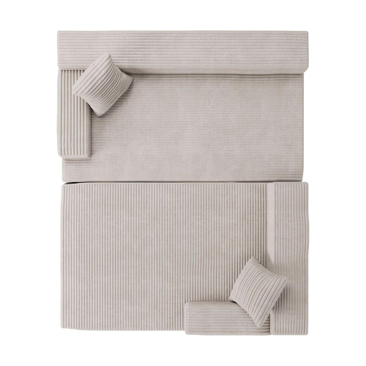 SOFA Coredo beige Cord - Beige, Textil (250/155cm) - Juskys