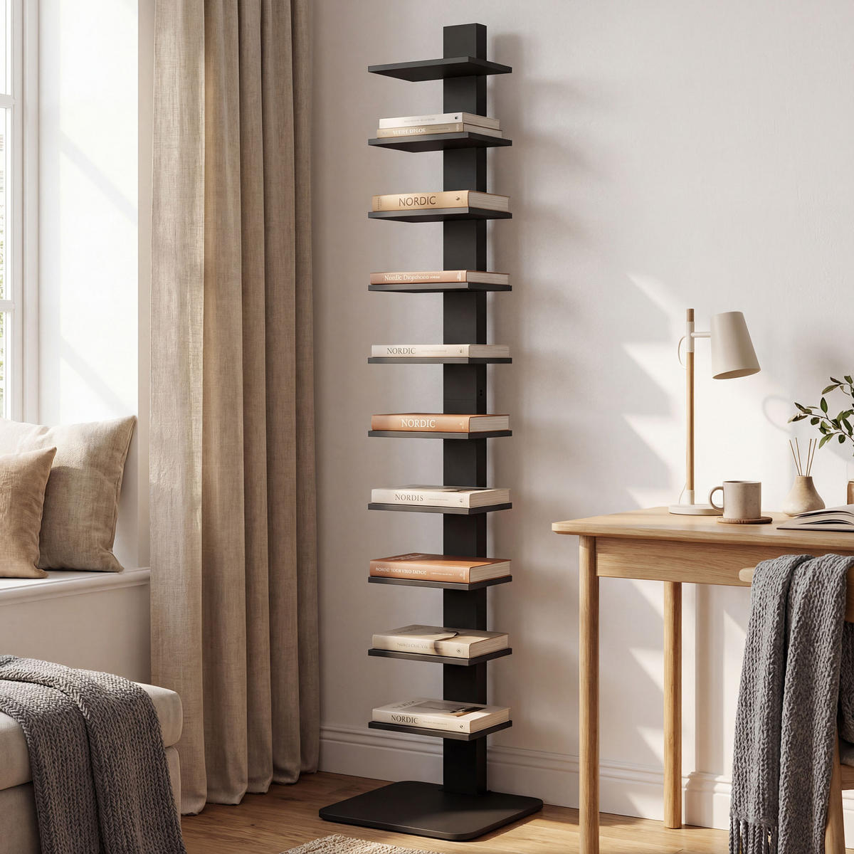 HOCHREGAL,11-STÖCKIG Industriestil 34,5x41,5x163,5cm,schwarz - Schwarz, Holzwerkstoff (41.5/163.5/34.5cm) - Vallsero