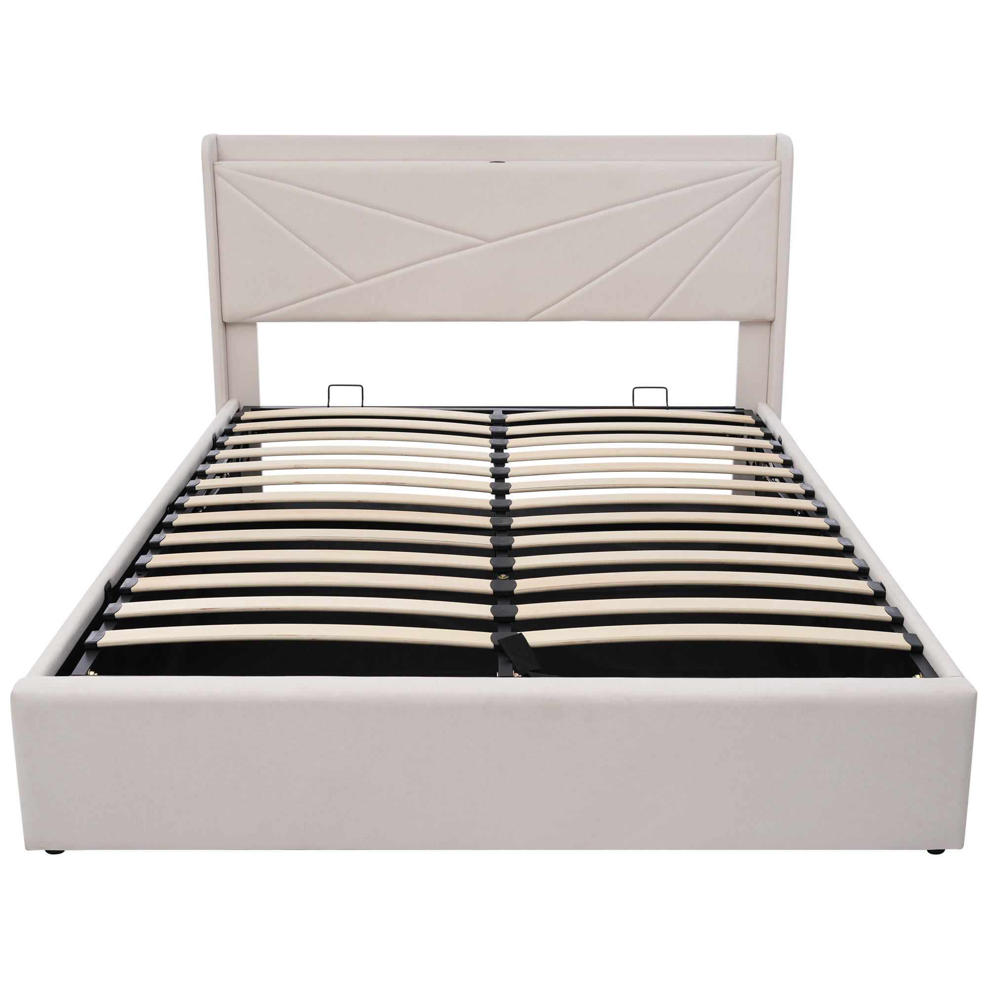 POLSTERBETT 140/200 cm Beige mit USB Typ C Ladefunktion und Stauraumbetten (Ohne Matratze) - Beige, Textil (140/200cm) - Oxeza