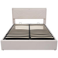 POLSTERBETT 140/200 cm Beige mit USB Typ C Ladefunktion und Stauraumbetten (Ohne Matratze) - Beige, Textil (140/200cm) - Oxeza