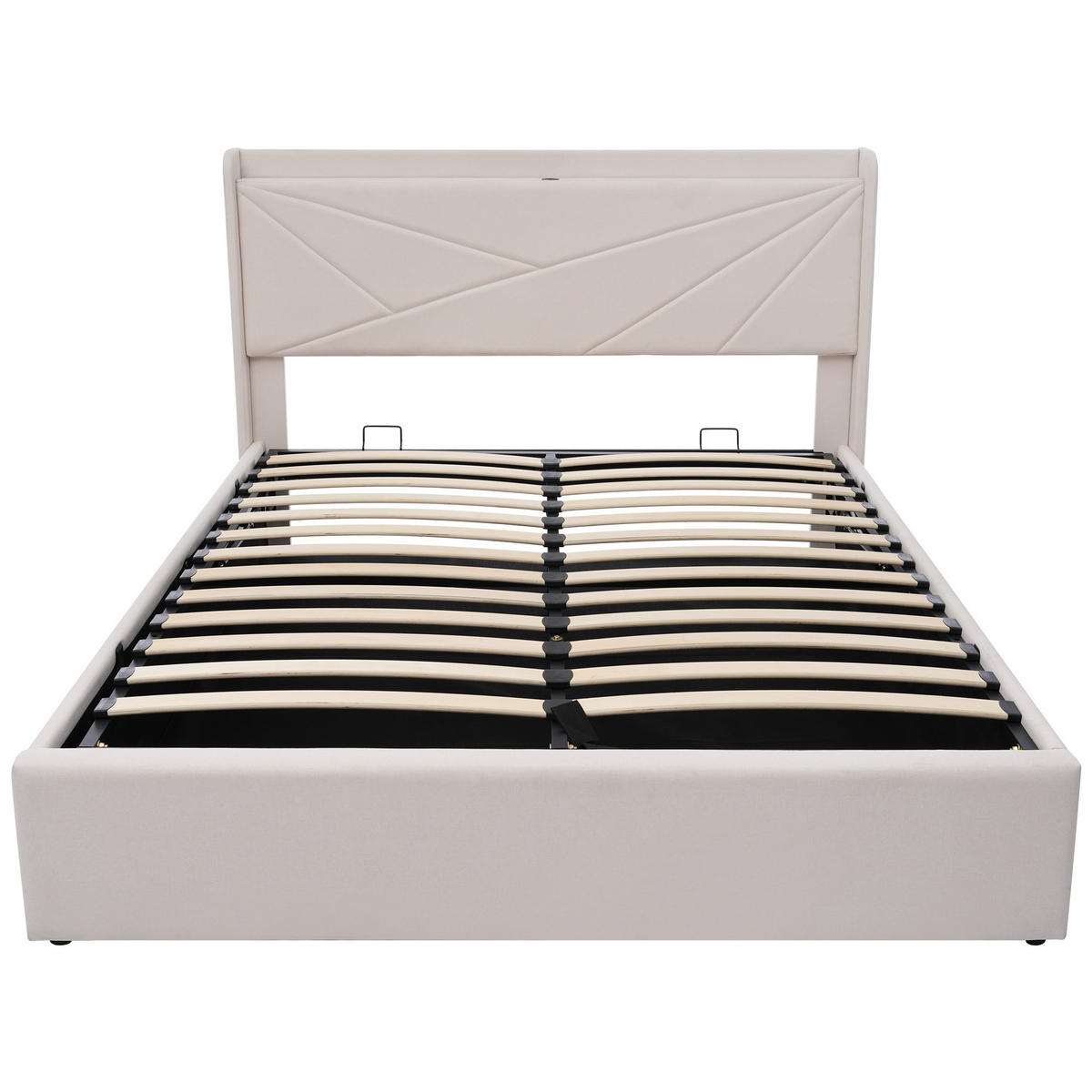 POLSTERBETT 140/200 cm in Beige mit Bettkasten, USB und Type-C Stoff - Beige, Holzwerkstoff/Textil (140/200cm) - STILVORA