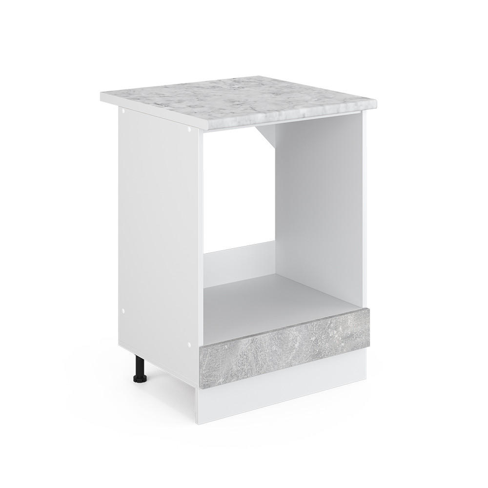 UNTERSCHRANK R-Line Beton 60 cm mit Großnische, mit Arbeitsplatte - Weiß/Grau, Holzwerkstoff (60/81.6/60cm) - Vicco