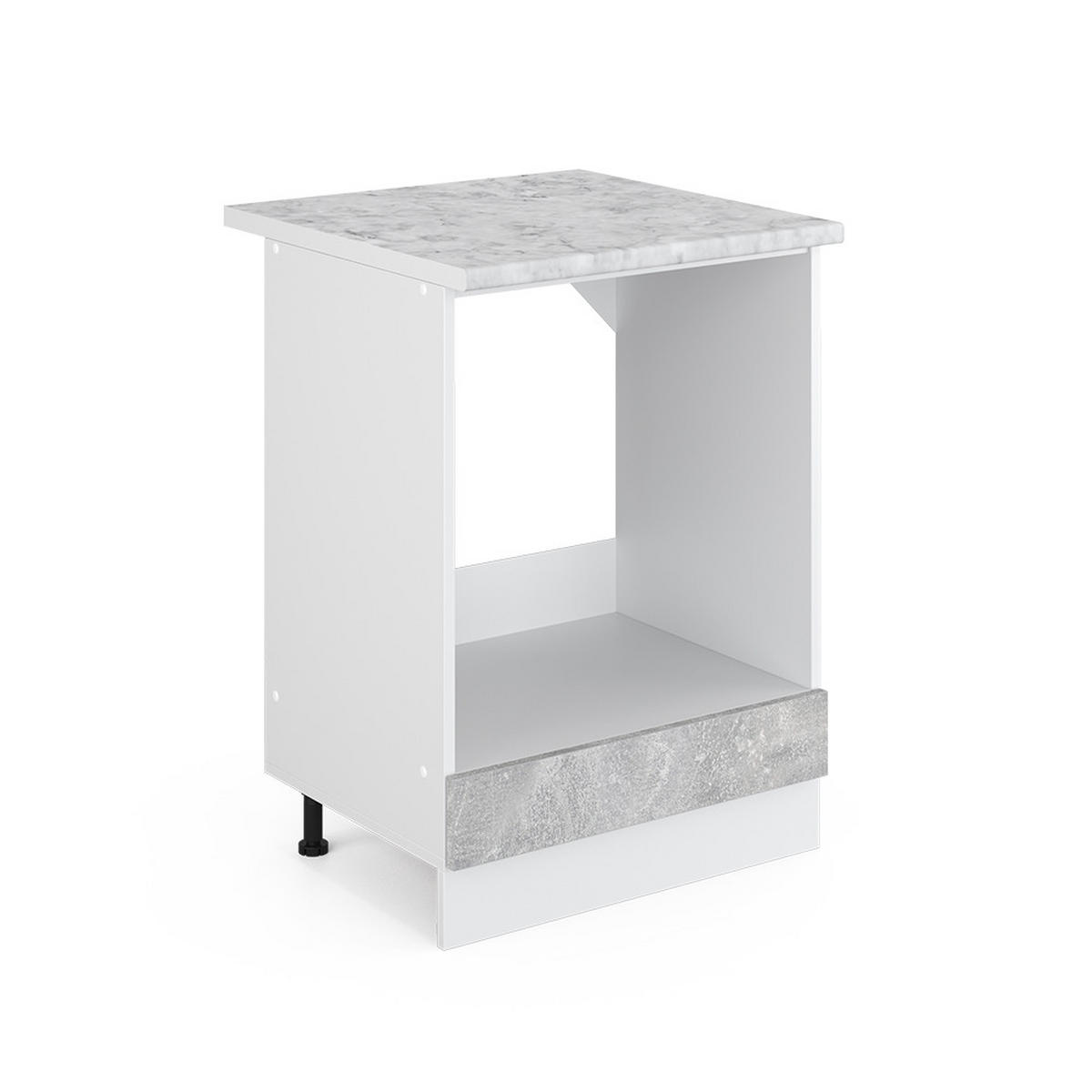 UNTERSCHRANK R-Line Beton 60 cm mit Großnische, mit Arbeitsplatte - Weiß/Grau, Holzwerkstoff (60/81.6/60cm) - Vicco