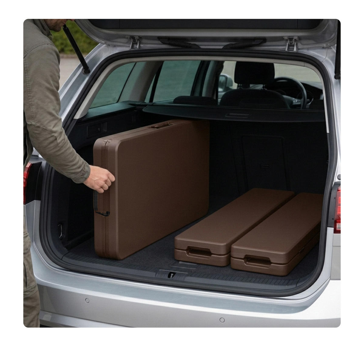 BIERZELTGARNITUR Braun 3-tlg.-Set Tisch 180x74 cm - Braun, Kunststoff/Metall - Relaxdays