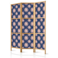 PARAVENT Japanischer 3-tlg 135x172 cm Sonnen - Blau, Holz/Textil (135/172/3cm) - Muralo