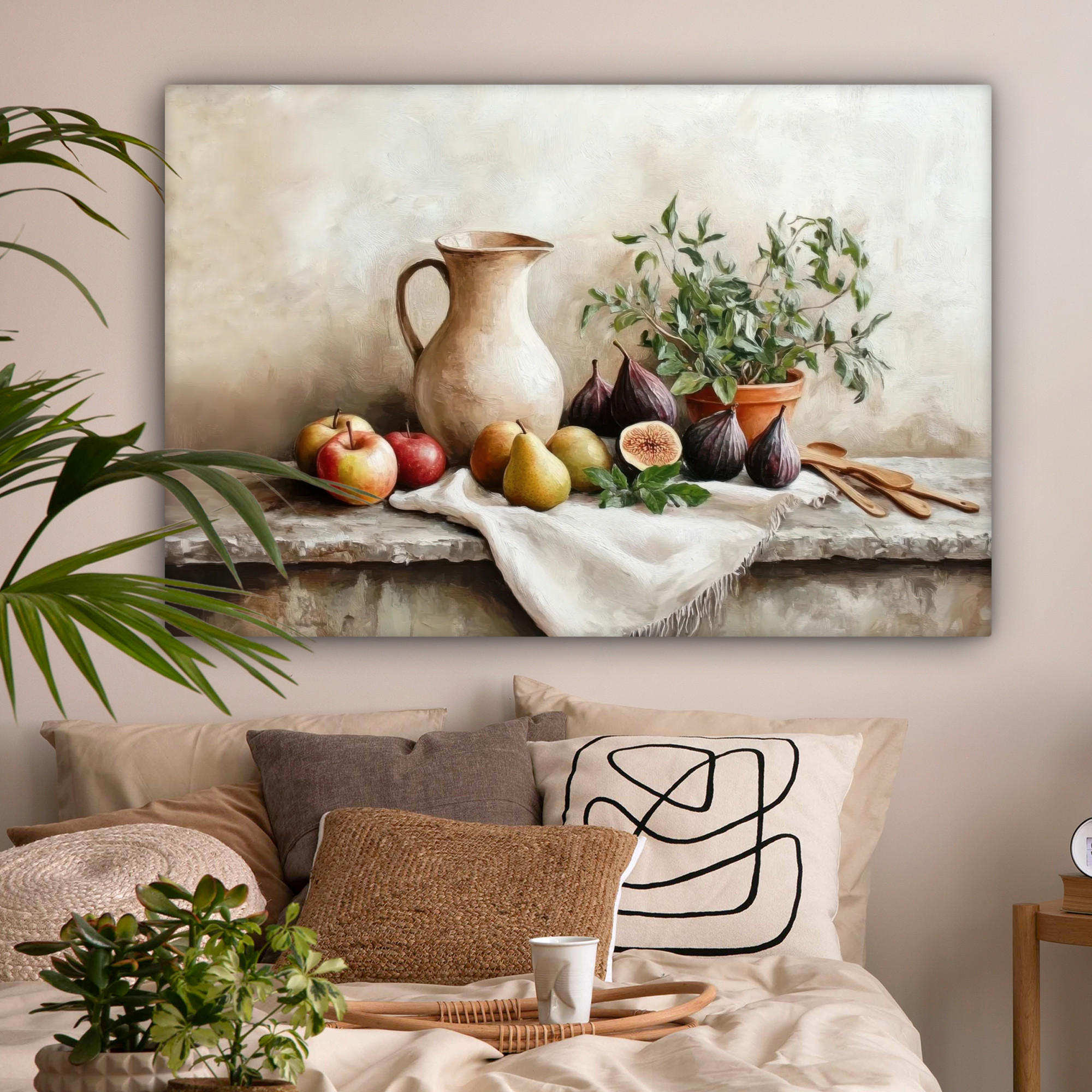 LEINWANDBILD Obst - Kräuter - Ländlich XXL 150x100 cm - Naturfarben, Textil (150/100cm) - MuchoWow