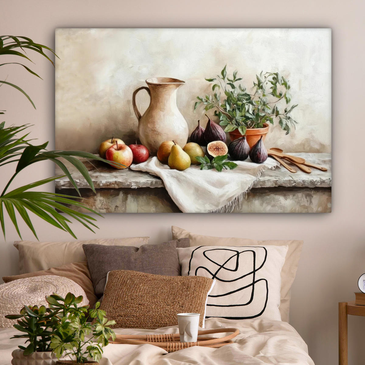 LEINWANDBILD Obst - Kräuter - Ländlich XXL 150x100 cm - Naturfarben, Textil (150/100cm) - MuchoWow