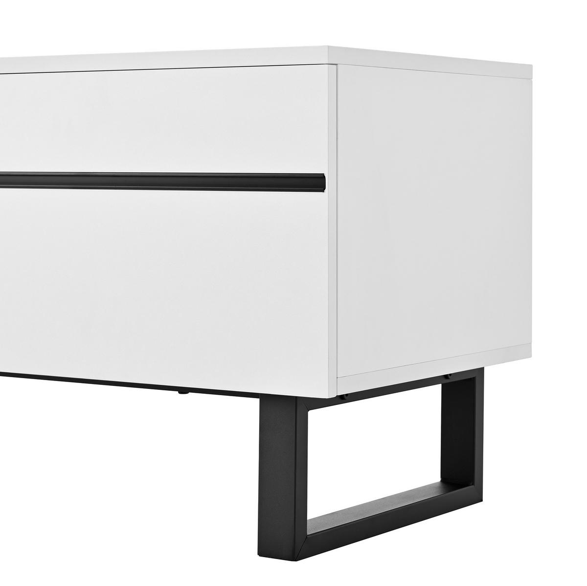TV-LOWBOARD aus Spanplatte 180x38x45 cm Weiß mit Klappfach, offenen Fächern und Türen - Weiß, Holzwerkstoff (180/45/38cm) - IVMEU