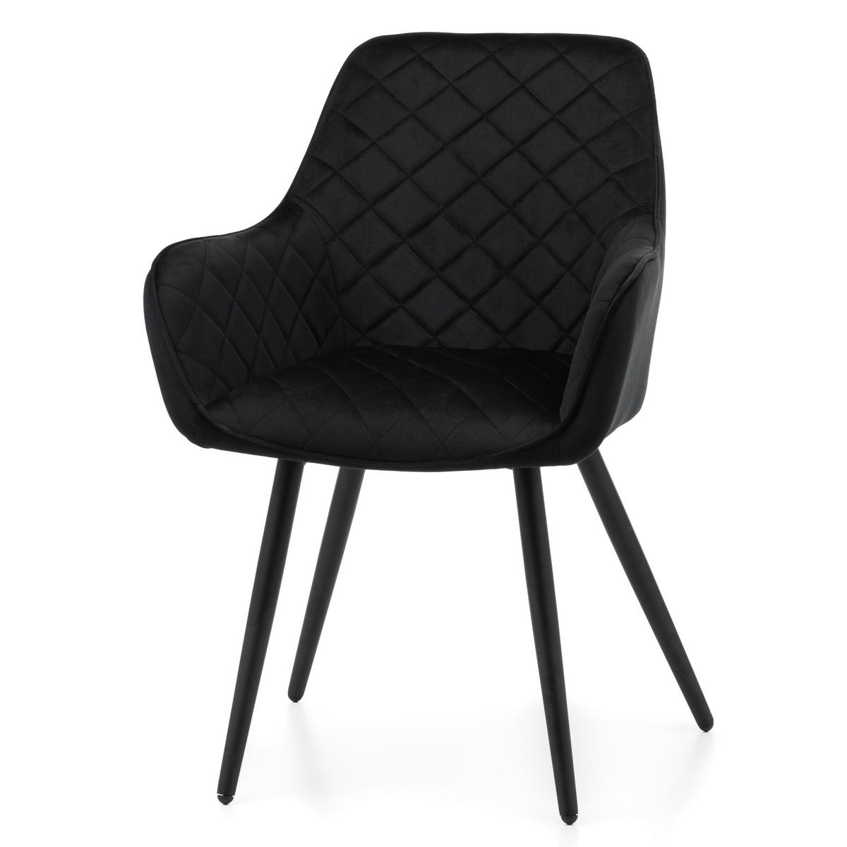 STUHL COLIN gespolsterter mit Steppung - schwarz - Samt Velours - Schwarz, Textil/Metall (58/87/61cm) - NEW HOME