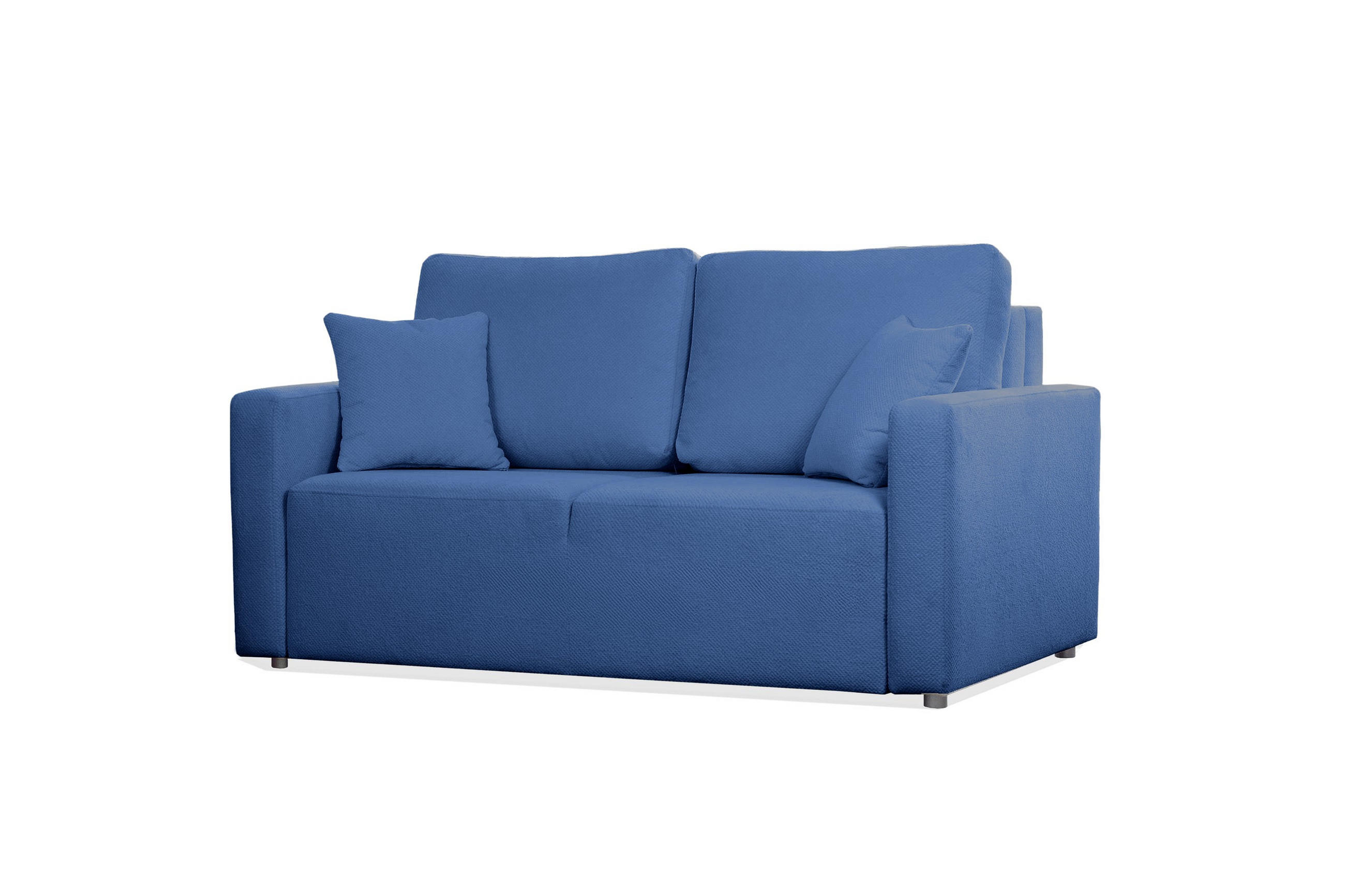 SOFA Mira Blau, Zweisitzer Sofa, mit Schlaffunktion - Blau, Holzwerkstoff/Textil (170/99/114cm) - Bettso