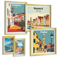 BILDER SET 5er Set - 50x50 cm & 20x30 cm & 40x60 cm Goldrahmen - Architektur der Küstenstädte - Goldfarben, Kunststoff (40/60cm) - TULUP