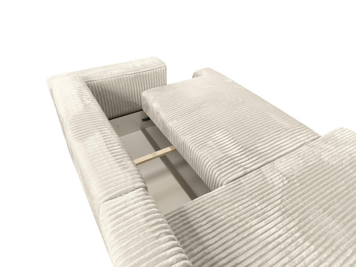 ECKSOFA Luna L links Ecru aus Cord - Ecru, Textil (271/195cm) - KS Home Concept
